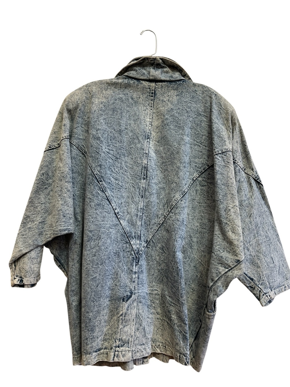 Vintage Tina Woo for Mass Embellished Acid Wash Denim Jacket Oversized Batwing - Picture 3 of 6